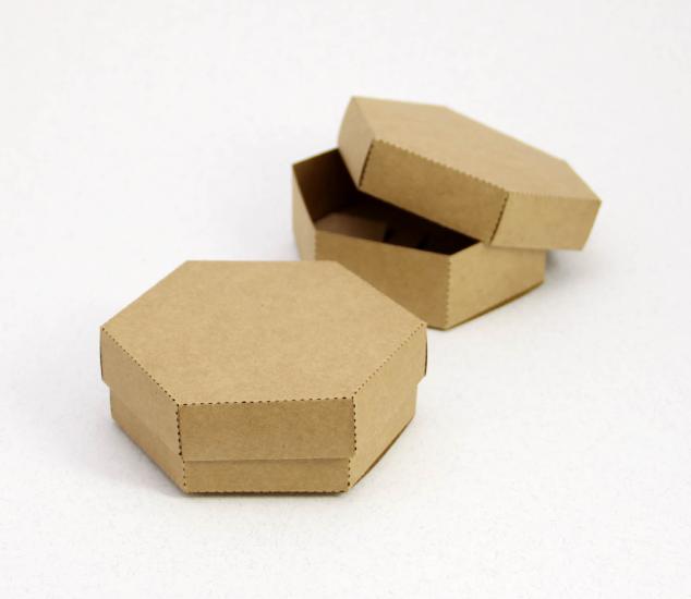 10 x 9 x 3 cm Altıgen Kapaklı Kraft Karton Kutu